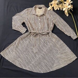 Lane Bryant - Black/White Striped Fit & Flare Shirtdress, 14W